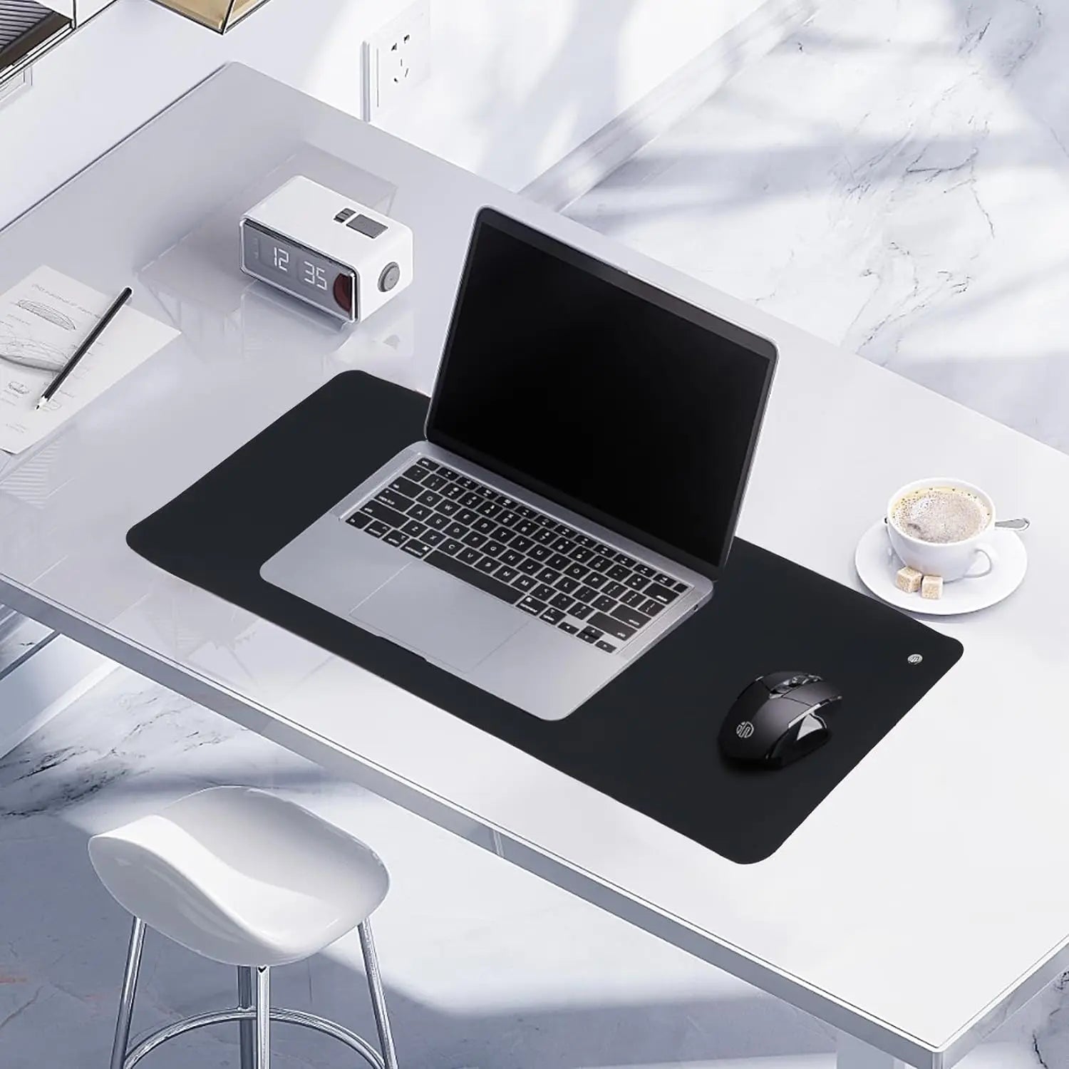 “Portable grounding mat for anxiety relief and EMF protection at home office desk”